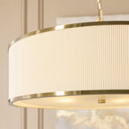 Endon Lexi 5 Light Pendant Light in Brushed Aged Brass with Ivory Pleated Shade