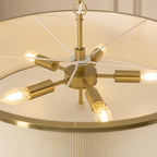 Endon Lexi 5 Light Pendant Light in Brushed Aged Brass with Ivory Pleated Shade
