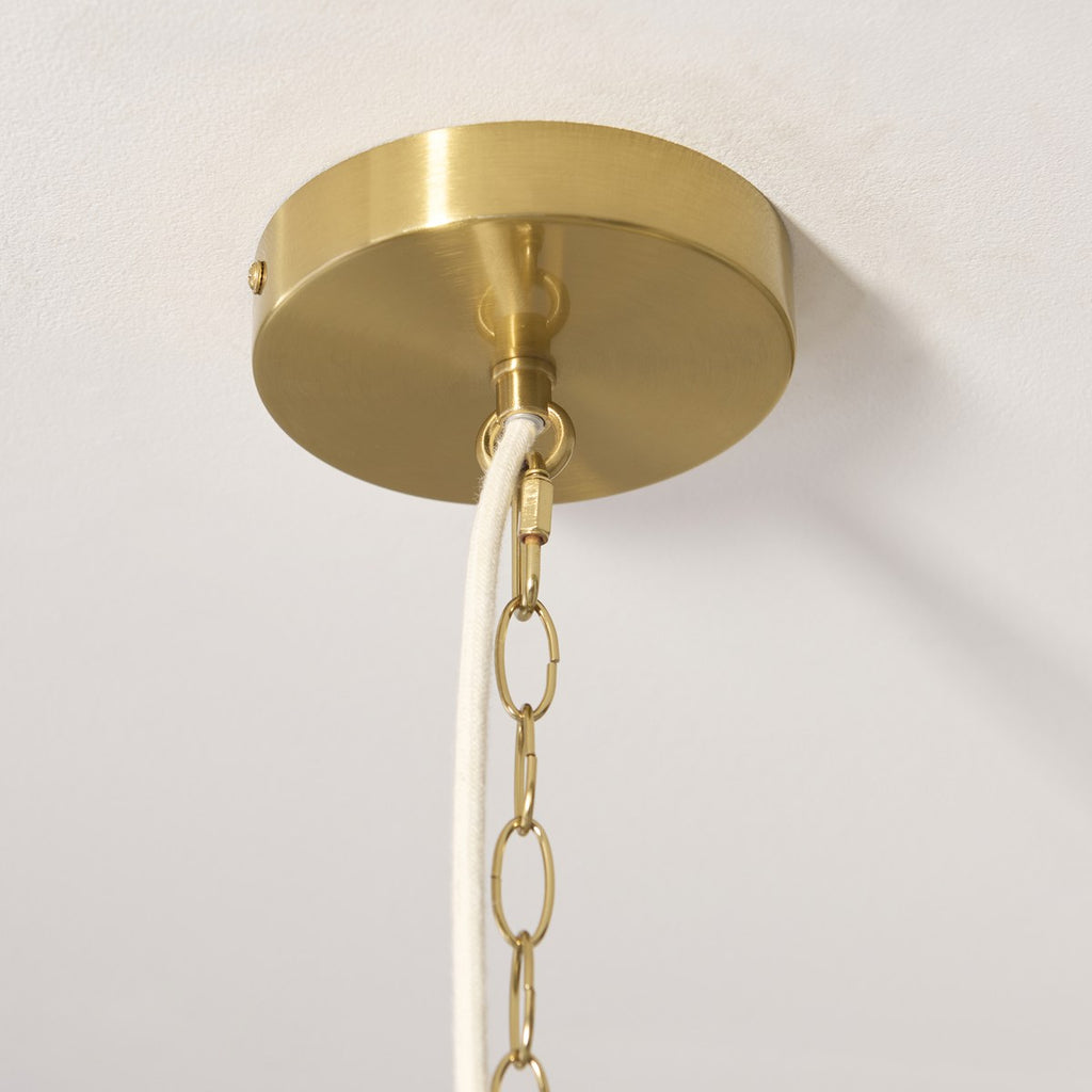 Endon Lexi 5 Light Pendant Light in Brushed Aged Brass with Ivory Pleated Shade