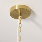 Endon Lexi 5 Light Pendant Light in Brushed Aged Brass with Ivory Pleated Shade