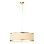 Endon Lexi 5 Light Pendant Light in Brushed Aged Brass with Ivory Pleated Shade