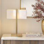 Endon Seattle Table Lamp in Brushed Aged Brass with Ivory Shade