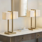 Endon Seattle Table Lamp in Brushed Aged Brass with Ivory Shade