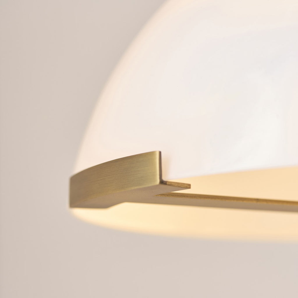 Endon Hansel 2 Light Table Lamp in Warm Brass with Grey Marble and Opal Glass