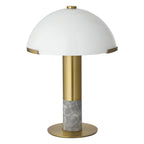 Endon Hansel 2 Light Table Lamp in Warm Brass with Grey Marble and Opal Glass