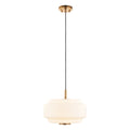 Endon Evora Large Pendant Light in Brushed Aged Brass with Opal Ribbed Glass