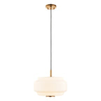Endon Evora Large Pendant Light in Brushed Aged Brass with Opal Ribbed Glass