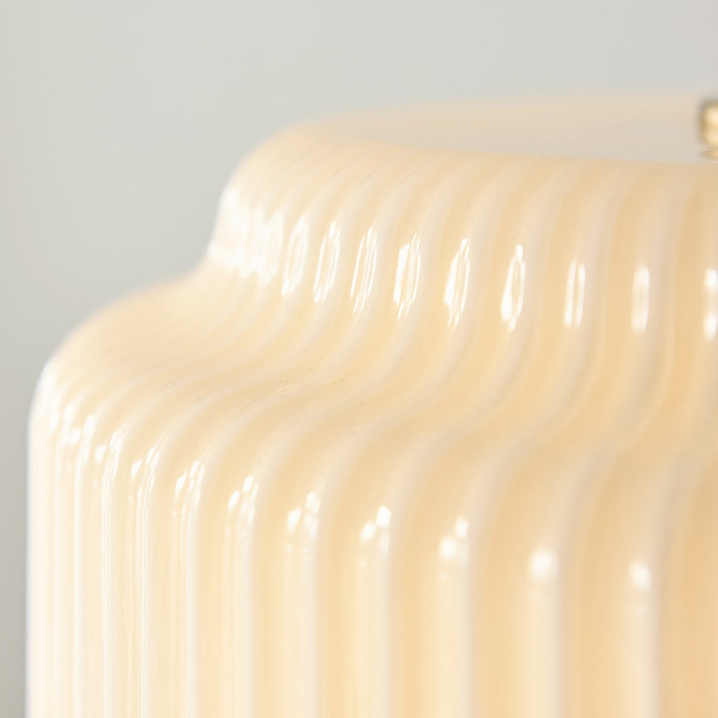 Endon Evora Large Pendant Light in Brushed Aged Brass with Opal Ribbed Glass