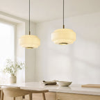 Endon Evora Large Pendant Light in Brushed Aged Brass with Opal Ribbed Glass
