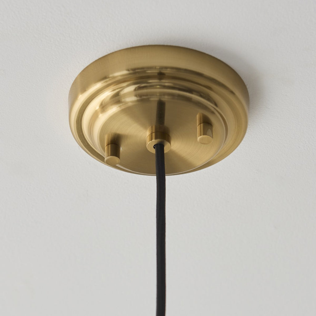 Endon Evora Large Pendant Light in Brushed Aged Brass with Opal Ribbed Glass