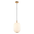 Endon Evora Medium Pendant Light in Brushed Aged Brass with Opal Ribbed Glass