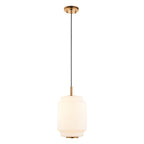 Endon Evora Medium Pendant Light in Brushed Aged Brass with Opal Ribbed Glass