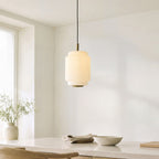 Endon Evora Medium Pendant Light in Brushed Aged Brass with Opal Ribbed Glass