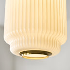 Endon Evora Medium Pendant Light in Brushed Aged Brass with Opal Ribbed Glass
