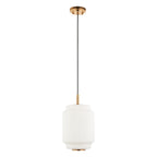 Endon Evora Medium Pendant Light in Brushed Aged Brass with Opal Ribbed Glass