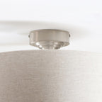Endon Highclere 3 Light Flush Ceiling Light in Brushed Chrome with Natural Linen Shade