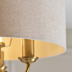 Endon Highclere 3 Light Flush Ceiling Light in Vintage Brass with Natural Linen Shade