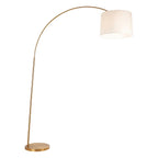 Endon Carlson XL Floor Lamp in Warm Brass with Natural Fabric Shade
