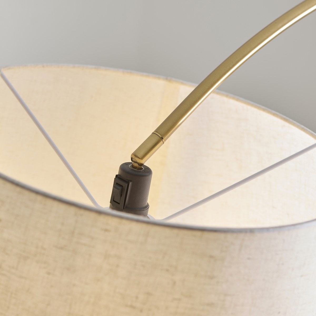 Endon Carlson XL Floor Lamp in Warm Brass with Natural Fabric Shade