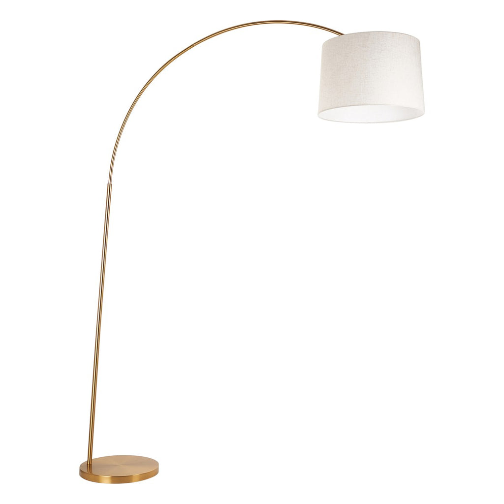 Endon Carlson XL Floor Lamp in Warm Brass with Natural Fabric Shade