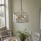Endon Antalya 3 Light Pendant Light in Antique Brass with Clear Glass