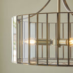 Endon Antalya 3 Light Pendant Light in Antique Brass with Clear Glass