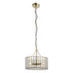 Endon Antalya 3 Light Pendant Light in Antique Brass with Clear Glass