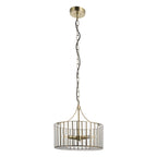 Endon Antalya 3 Light Pendant Light in Antique Brass with Clear Glass