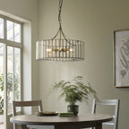 Endon Antalya 5 Light Pendant Light in Antique Brass with Clear Glass