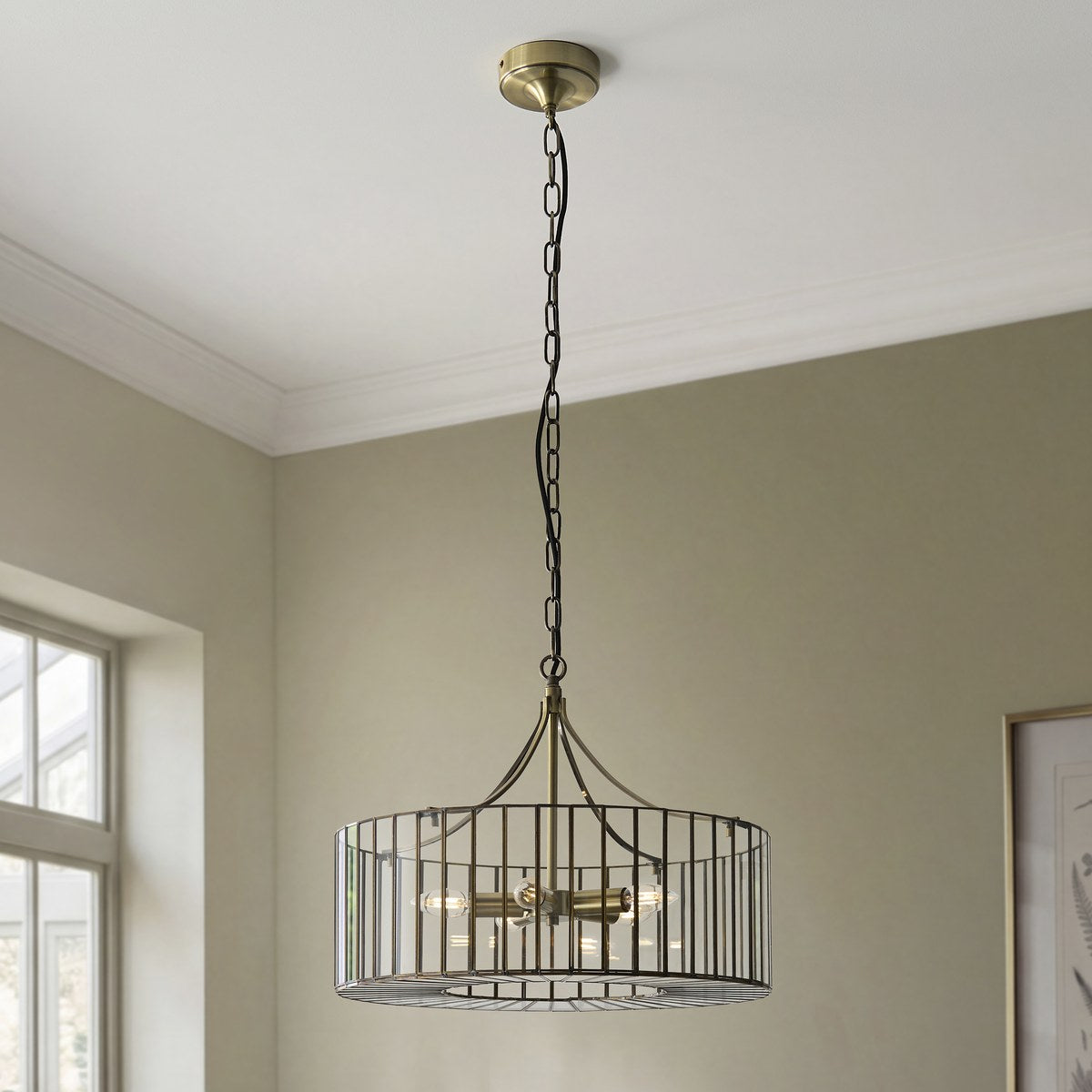 Endon Antalya 5 Light Pendant Light in Antique Brass with Clear Glass
