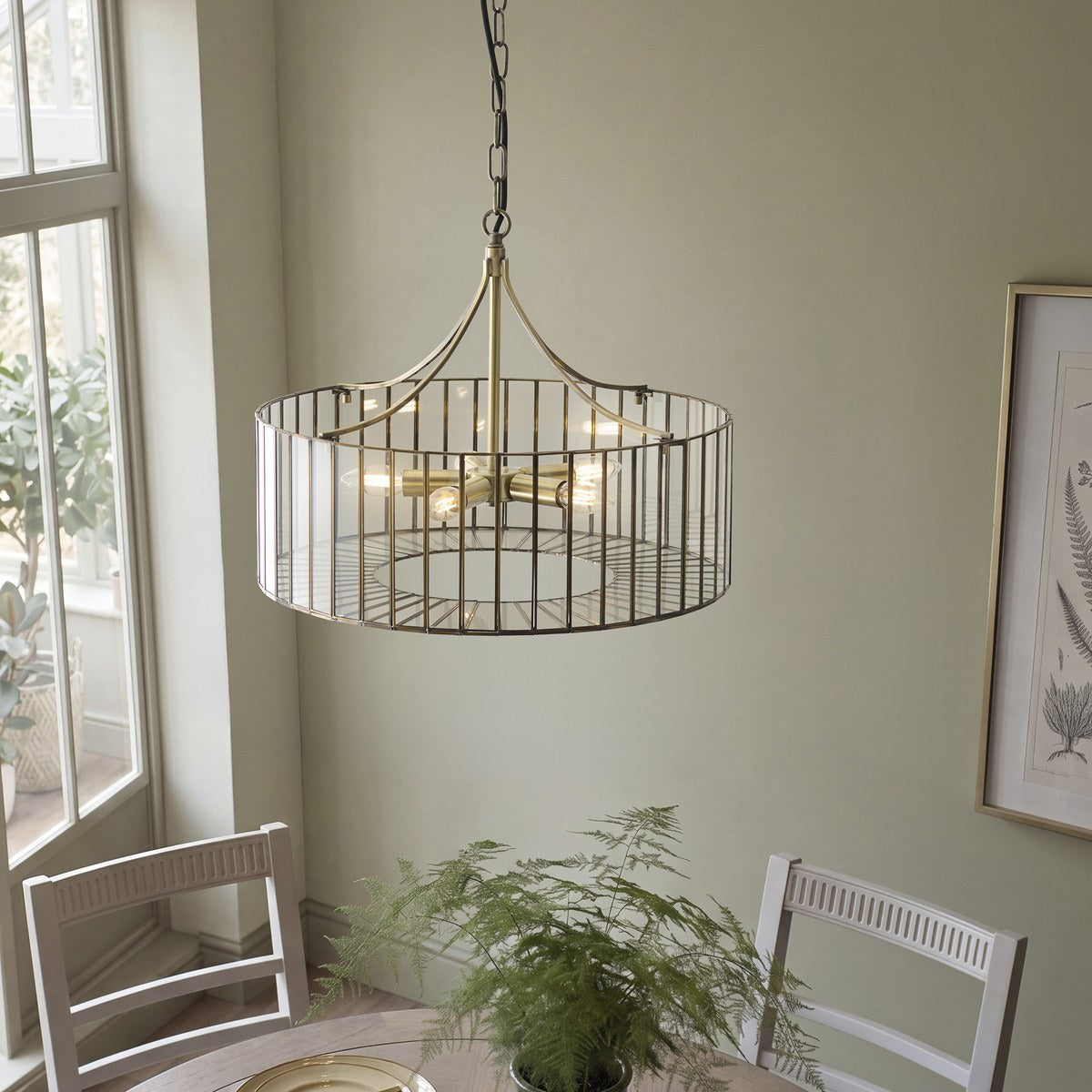 Endon Antalya 5 Light Pendant Light in Antique Brass with Clear Glass