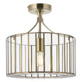 Endon Antalya Flush Ceiling Light in Antique Brass with Clear Glass