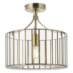 Endon Antalya Flush Ceiling Light in Antique Brass with Clear Glass