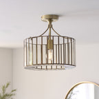 Endon Antalya Flush Ceiling Light in Antique Brass with Clear Glass