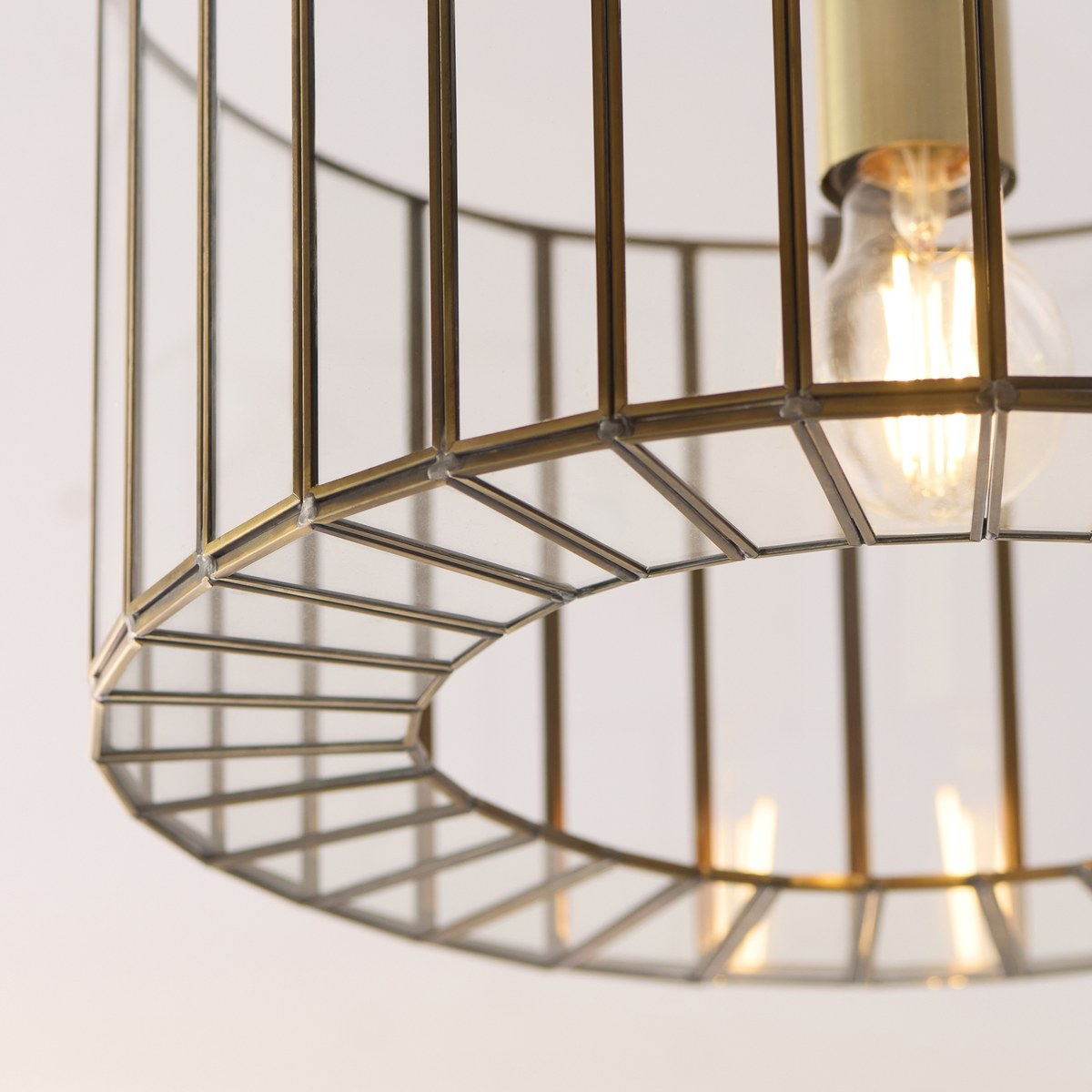 Endon Antalya Flush Ceiling Light in Antique Brass with Clear Glass