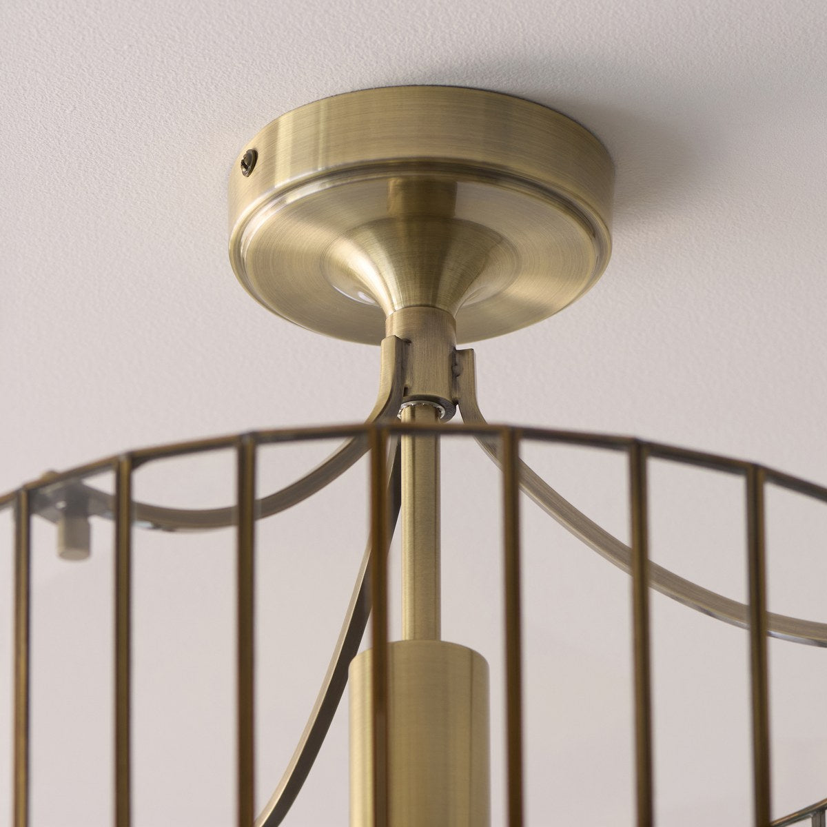 Endon Antalya Flush Ceiling Light in Antique Brass with Clear Glass