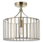 Endon Antalya Flush Ceiling Light in Antique Brass with Clear Glass