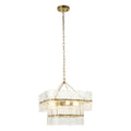 Endon Venice 4 Light Pendant Light in Brushed Aged Brass with Clear Textured Glass