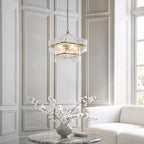 Endon Venice 4 Light Pendant Light in Brushed Aged Brass with Clear Textured Glass