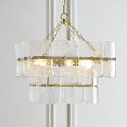 Endon Venice 4 Light Pendant Light in Brushed Aged Brass with Clear Textured Glass