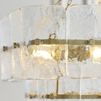 Endon Venice 4 Light Pendant Light in Brushed Aged Brass with Clear Textured Glass