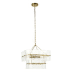 Endon Venice 4 Light Pendant Light in Brushed Aged Brass with Clear Textured Glass