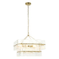 Endon Venice 6 Light Pendant Light in Brushed Aged Brass with Clear Textured Glass