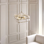Endon Venice 6 Light Pendant Light in Brushed Aged Brass with Clear Textured Glass