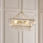Endon Venice 6 Light Pendant Light in Brushed Aged Brass with Clear Textured Glass