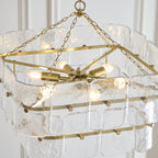 Endon Venice 6 Light Pendant Light in Brushed Aged Brass with Clear Textured Glass