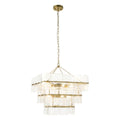 Endon Venice 10 Light Pendant Light in Brushed Aged Brass with Clear Textured Glass