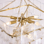Endon Venice 10 Light Pendant Light in Brushed Aged Brass with Clear Textured Glass