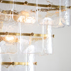 Endon Venice 10 Light Pendant Light in Brushed Aged Brass with Clear Textured Glass