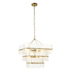 Endon Venice 10 Light Pendant Light in Brushed Aged Brass with Clear Textured Glass